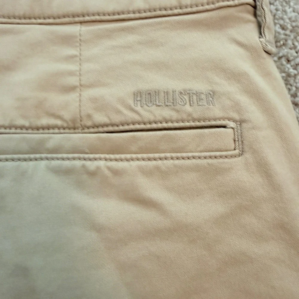 Hollister Slim Straight Chino Pants Mens 28x30 Tan Khaki Cotton Zip Pocket
